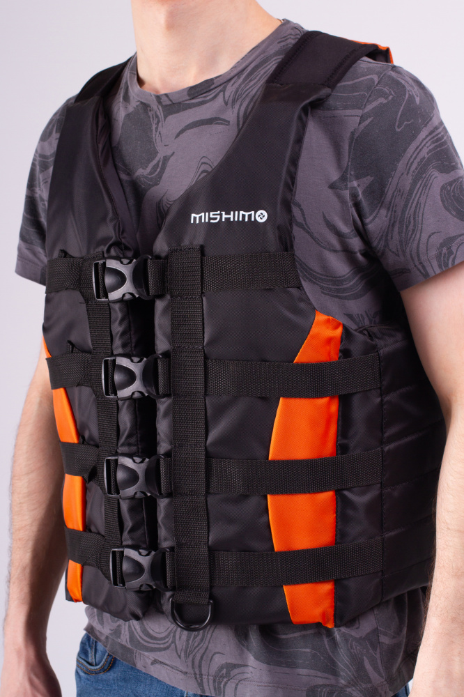 Жилет спасательный MISHIMO PRO Премиум качества Черно-оранжевый в Омске