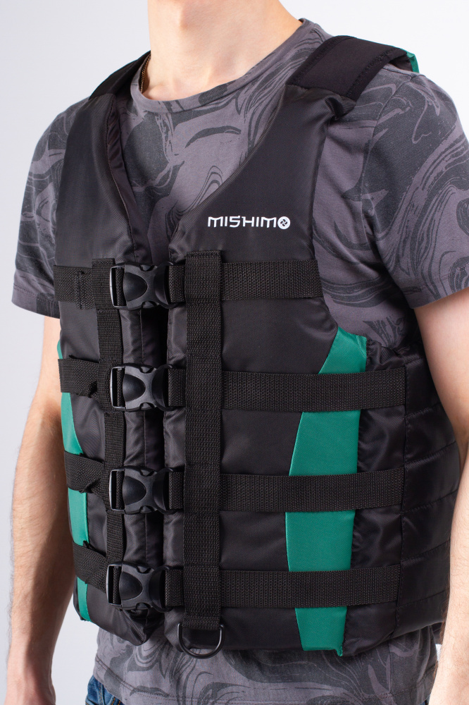 Жилет спасательный MISHIMO PRO Премиум качества Черно-зеленый в Омске