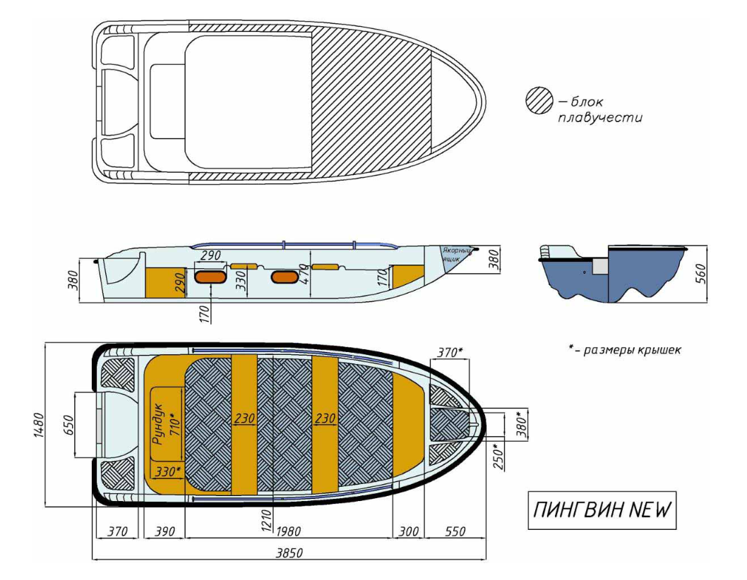 Стеклопластиковая лодка Пингвин New (тримаран) в Омске