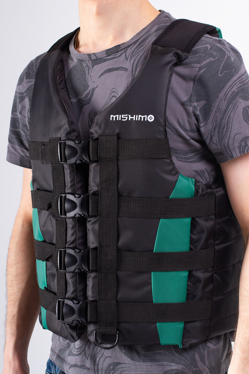 Жилет спасательный MISHIMO PRO Премиум качества Черно-зеленый в Омске